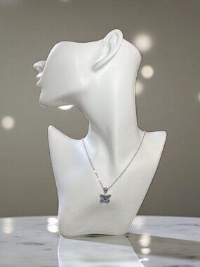 Elegant Silver Tone Nazar Butterfly Pendant Necklace